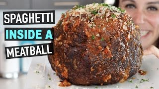 SPAGHETTI INSIDE A MEATBALL RECIPE [upl. by Yenmor]