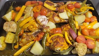 Baked Chicken amp Vegetables recipe  Oven Baked Chicken  Baked Chicken with Potatoes and Carrots [upl. by Lacee]