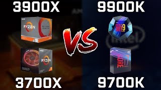 Ryzen 9 3900X vs Core i99900K vs Ryzen 7 3700X vs Core i79700K Real Benchmarks [upl. by Nnyletak]