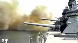 USS Wisconsin firing 16IN guns [upl. by Ffoeg456]