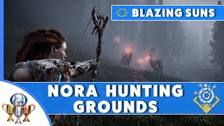 Horizon Zero Dawn Blazing Sun Trials Guide  Nora Hunting Grounds Parts Alone Logpile Blast Wire [upl. by Weismann]