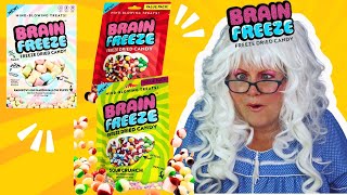 BRAIN FREEZE Sour Candy Worms Marshmallows Granny McDonalds Funny Taste Test [upl. by Ahouh]