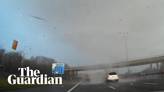 Tornado captured on dashcam as it crosses M25 in Surrey [upl. by Rehpitsirhc728]