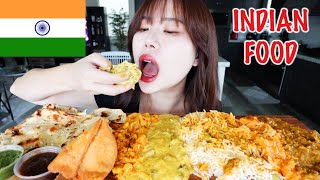 INDIAN FOOD MUKBANG 먹방 CHICKEN SAAG ALOO GOBI VEGGIE KORMA CHICKEN TIKKA MASALA EATING WITH HANDS [upl. by Eirojram]