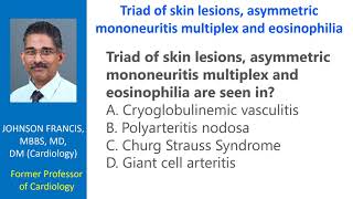 Triad of skin lesions asymmetric mononeuritis multiplex and eosinophilia [upl. by Yelknirb]