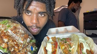 Zaxbys Asian zensation zalad and 3 chicken fingers tacos  mukbang [upl. by Osbourn]