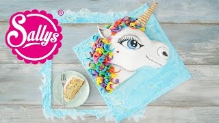 EINHORN 3D Torte  Unicorn Cake  Regenbogen Motivtorte  Sallys Welt [upl. by Atnoled]