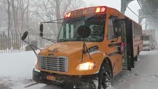 New York Snow Storm 2016 Cold Start 2014 Freightliner School Bus [upl. by Eeznyl]