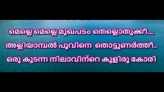 Melle Melle Mukhapadam Karaoke With Lyrics Malayalam [upl. by Arymat]