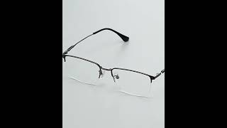 Mens rectangular halfframe glasses in Acetate and titanium BV9001B [upl. by Alamat990]