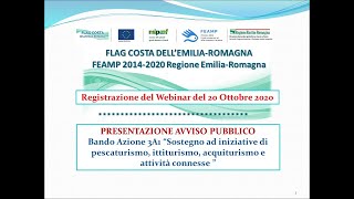 Webinar di presentazione bando 3A1 Sostegno iniziative di pescaturismo ittiturismo  acquiturismo [upl. by Attesor]