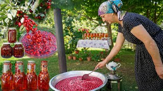 Making useful cornelian cherry jam for the winter  dried cornelian cherry and juice [upl. by Ahsenaj512]