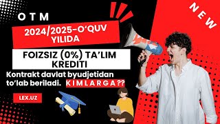 2024  2025  o‘quv yilida Davlat Oliy Ta’lim Muassasalari yangiliklari TEZDA KORING [upl. by Leahcim]