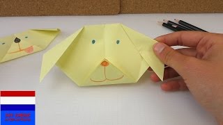 zelf eenvoudige origamihond maken – papier vouwen – handleiding Nederlands [upl. by Delbert654]