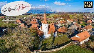 Kleine Ortschaft große Schönheit Oberwil bei Büren und seine bezaubernde Kirche aus der Luft [upl. by Icken200]