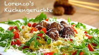 Spatzlan Spätzle mit Rucola Tomaten und Fleischbällchen [upl. by Nosde]