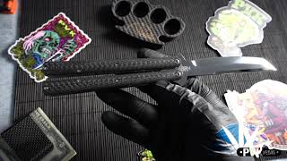 Sam Eddleman Custom Balisong Mirror Polish Tanto Lightning Strike Carbon Fiber Latchless [upl. by Enelak]