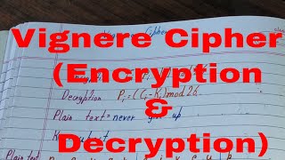 Vigenere cipherVigenere cipher encryption and decryptionVigenere cipher example [upl. by Odnalor]