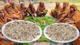 Shrimp amp Kochur Loti Recipe  Most Healthy Village Food  Stolon of Taro Cooking with Prawn [upl. by Durston855]