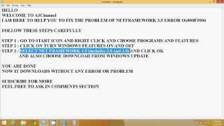 Error 0x800f0906 NetFramework 35 Fix 100 WORKING [upl. by Htyderem]