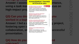 Management Trainee Interview Questions and Answers [upl. by Thomas]