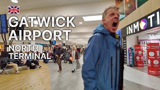 London Gatwick Airport  North Terminal stroll  February 2023 4K 60fps [upl. by Ettenil]