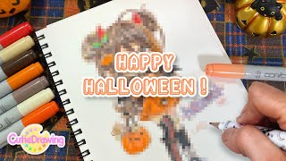 Happy Halloween🎃Drawing your Gachalife OC in my style Copic markers 82 [upl. by Nitaj]