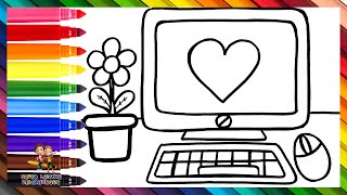 Zeichnen und Ausmalen eines Computers 💻🖱️🌈 Zeichnungen für Kinder [upl. by Cass]