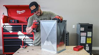 How To Fabricate A Plenum Box With BASIC Hand Tools  HVAC Ductwork [upl. by Ahsha]