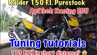 How to tune RAIDER 150 FI PURESTOCK using Apitech Racing ECU Basic tuning [upl. by Alicsirp692]