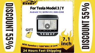 EVKEY 72 inch Screen For Tesla Model 3Y Rear Display Panel Android 13 Qualcomm chip Air Conditioner [upl. by Thar49]