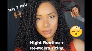 NIGHT TIME NATURAL HAIR ROUTINE  REMOISTURIZING CURLS l NATURAL HAIR BONNET SASSY HAIR CAP [upl. by Amby757]