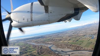 Panoramic Takeoff Christchurch Airport Amazing Aerial Views  ATR 72600  Air New Zealand  4K [upl. by Hairahcez615]