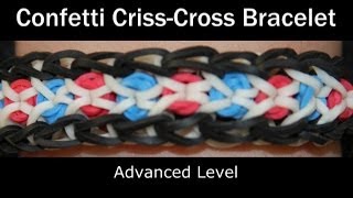 Rainbow Loom® Confetti CrissCross Bracelet [upl. by Nalhsa152]