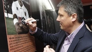 Valencia CF Luboslav Penev signs his photo at Mestalla [upl. by Lyrpa26]