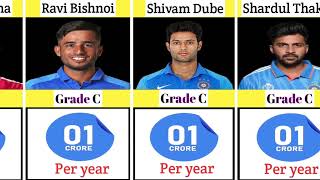 Complete List of Indian Cricketers with Grades and Pay Scale  BCCI Central Contracts 2024 [upl. by Nirrek487]