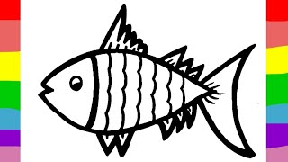 How to Draw A Fish Fish drawing for beginners Draw Fish for baby [upl. by Elna]