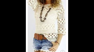 BLUSA BLANCA TEJIDA FACIL Y RAPIDO A CROCHET PARTE 1 [upl. by Gnoz]