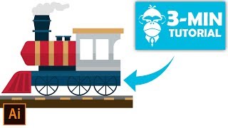 Flat Design Vintage Train  Illustrator Tutorial [upl. by Martinez29]