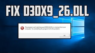 How To Fix d3dx926dll File Missing Problem in Windows [upl. by Nered323]