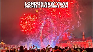 London New Year Fireworks 2024  Spectacular Views from Westminster Bridge 🎊🎇 [upl. by Emmalynn]