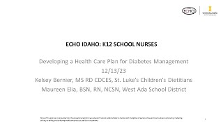 Developing a Health Care Plan for Diabetes Management  121323 [upl. by Ardussi]