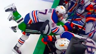 Connor McDavid Hit on Matt Duchene amp Chris Tanev  Oilers vs Stars Game 2  Western Conference Final [upl. by Imuy]