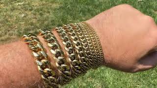 14k Gold Over Stainless Steel Miami Cuban Link Bracelets From Harlembling  Durable amp Affordable [upl. by Lidah]