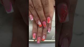 Holiday biab nails 😍🌅🩷🌴🏖️🌺 nails biabnails buildergelnails biab nailart [upl. by Ahselet]