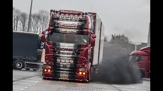 1000HP SARANTOS SCANIA R999 V8  LOUD exhaust amp turbo sounds [upl. by Gerhardt508]