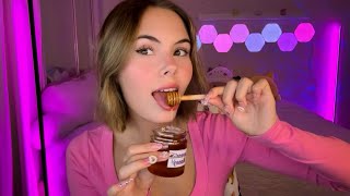 ASMR  Eating Honey Intense Tingles 🍯✨ mouth sounds glass tapping… [upl. by Issy]