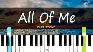 All Of Me  John Legend Piano Tutorial  SHEET MUSIC  MIDI 🔥 [upl. by Mcneely95]