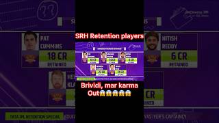 SRH Retention players list  ipl retention players list 2025  shorts srh ipl [upl. by Brouwer57]