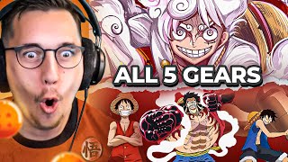 Huge Dragon ball fan REACTS to All 5 GEARS in One Piece  Dragon ball VS One Piece [upl. by Llewop]